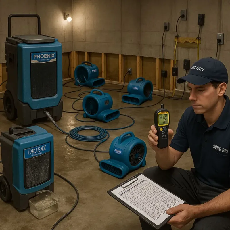 Structural Drying and Dehumidification process in Riverside, PA